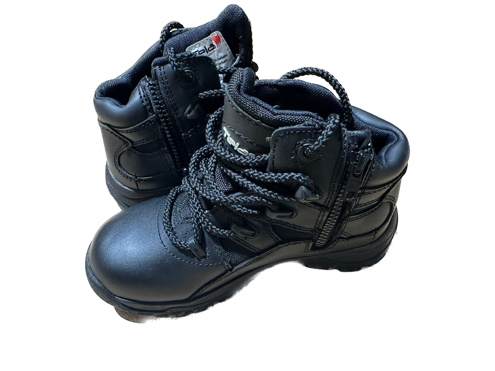 Telas Ankle Cut Leather Combat w Side Zip Boots Shoes E - Black-3