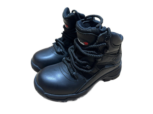 Telas Ankle Cut Leather Combat w Side Zip Boots Shoes E - Black-0