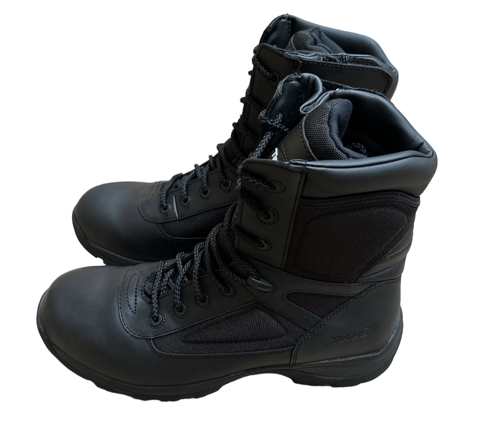 Telas Leather Combat w Side Zip Boots E Tactical Police Military Cadet - Black-0