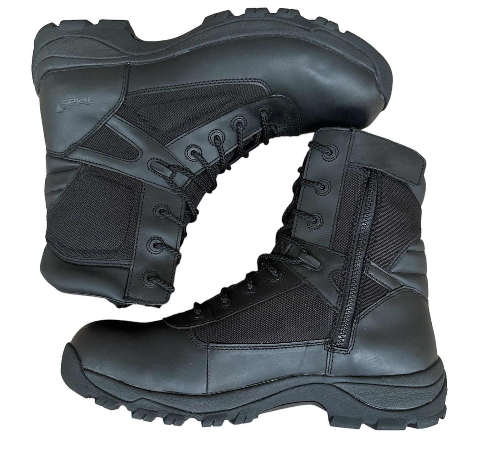 Telas Leather Combat w Side Zip Boots E Tactical Police Military Cadet - Black-2