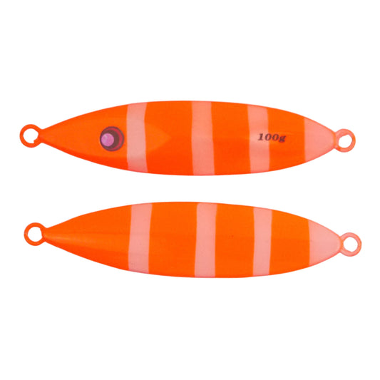 Finesse Slow Pitch Flutter Jig, 100gm, Bright Orange, 2 pack-0