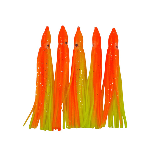 Swimerz Octopus Skirts 100mm Orange Fire, 5 pack-0