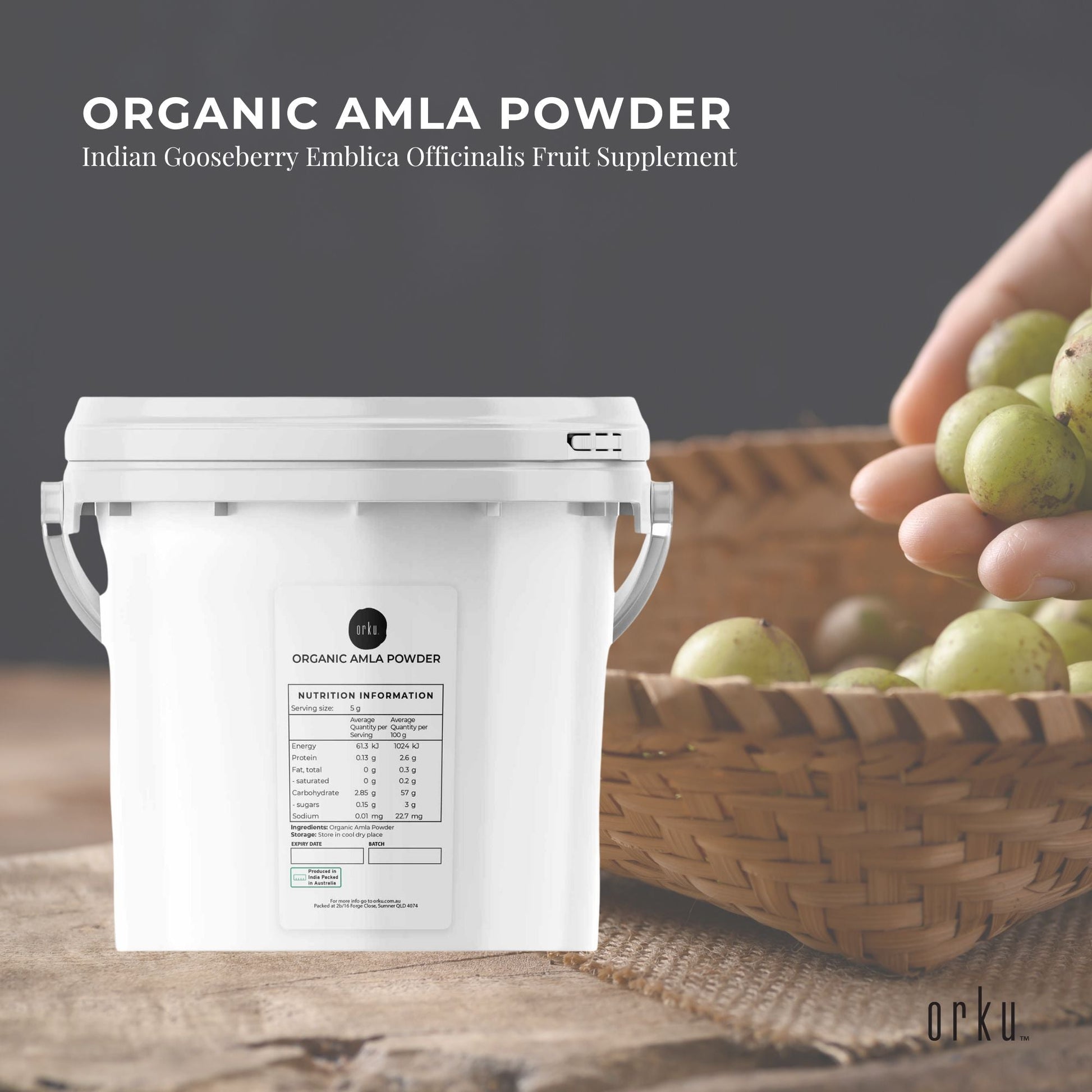 Organic Amla Powder Tub Indian Gooseberry Emblica Officinalis Fruit Supplement-3