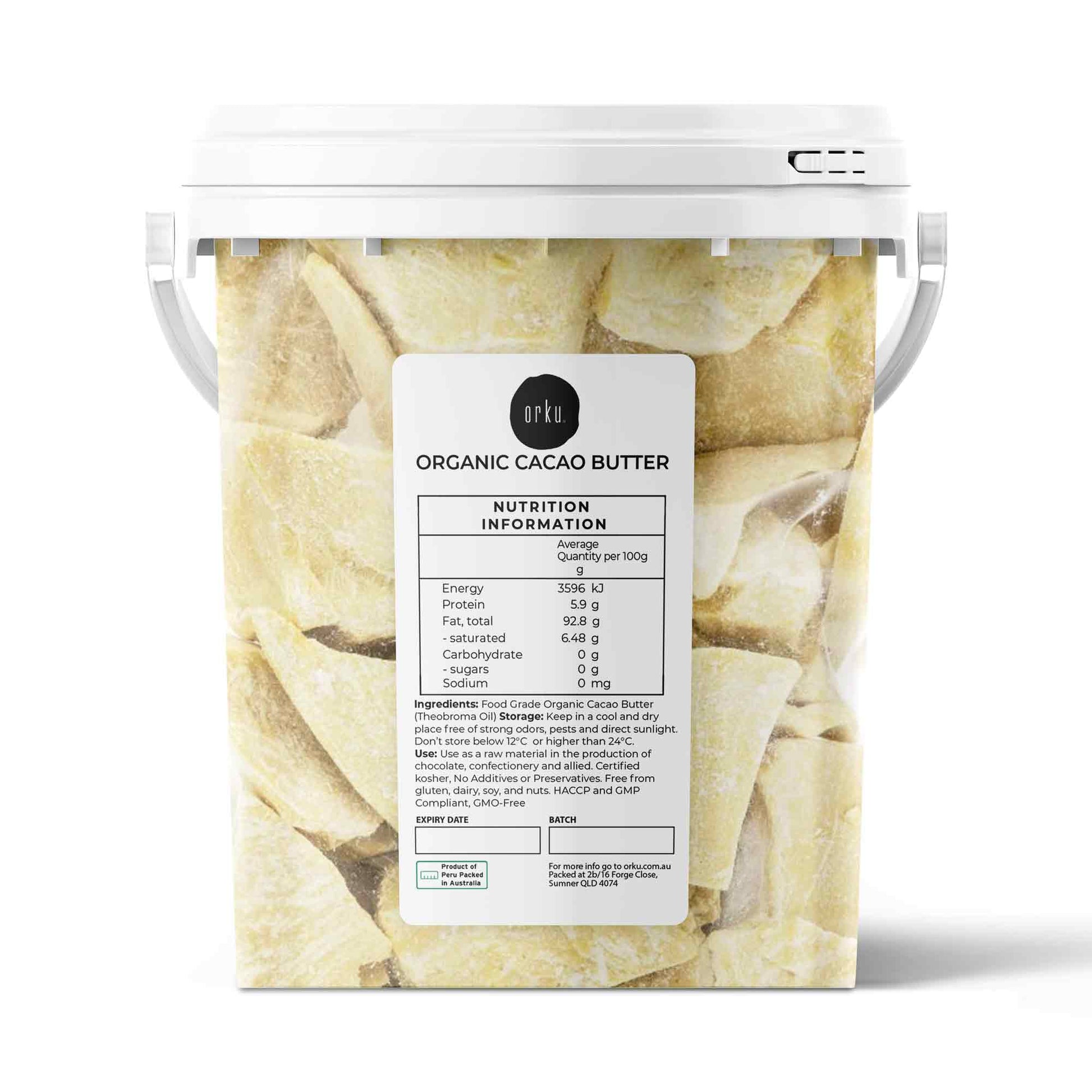 Organic Cacao Butter Bucket - Cold Pressed Raw Natural Food Grade Blocks-1