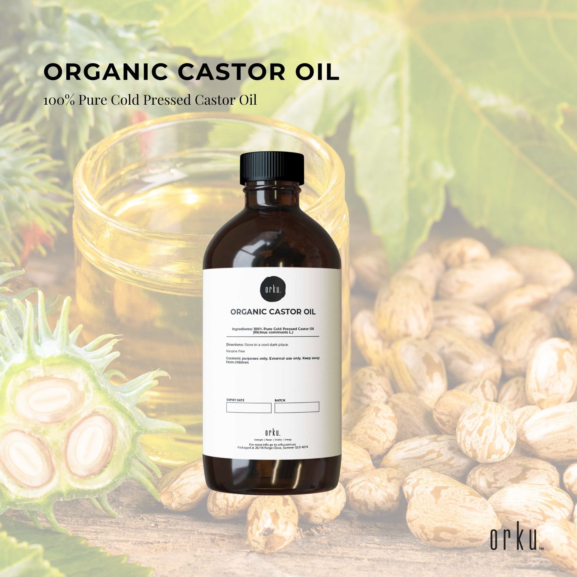 Organic Castor Oil - Hexane Free Cold Pressed Anti Oxidant Skin Hair Care-1