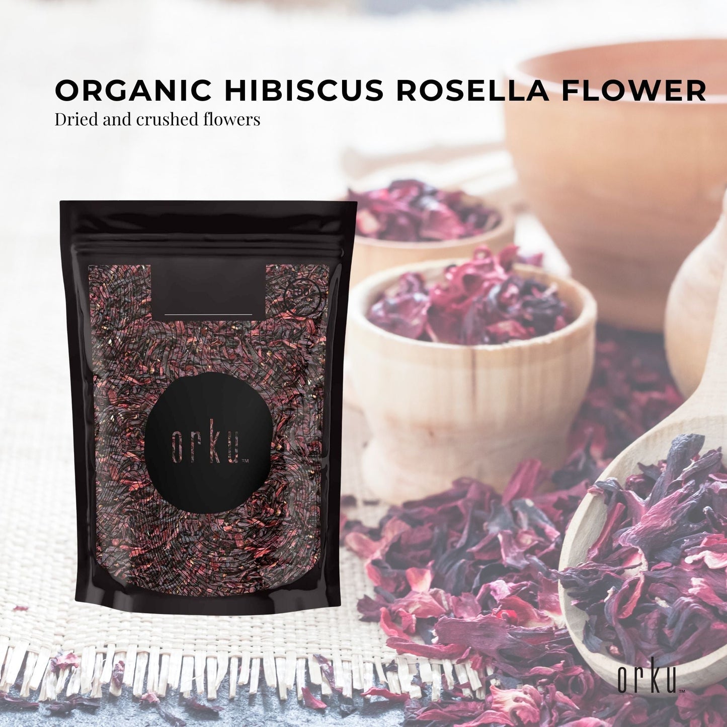 Organic Hibiscus Rosella Flower Crushed - Dried Herbal Tea Supplement-2