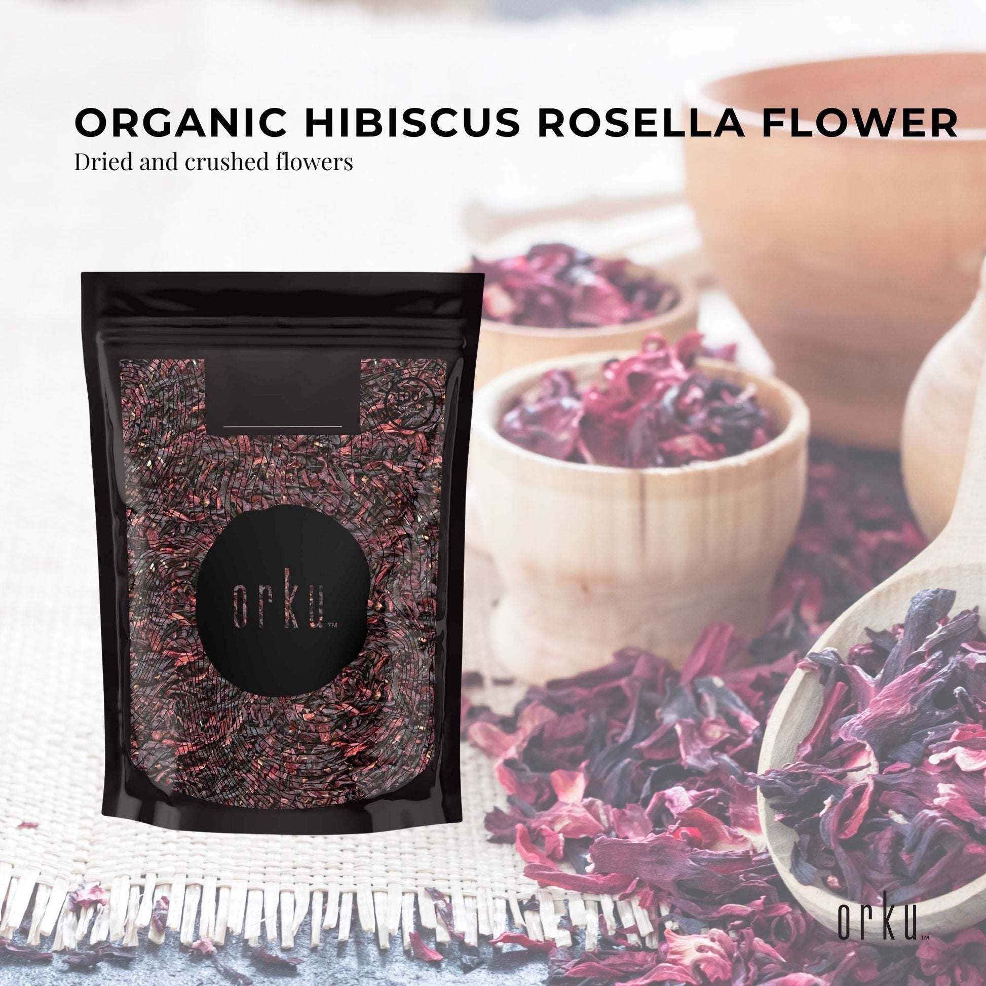 Organic Hibiscus Rosella Flower Crushed - Dried Herbal Tea Supplement-2