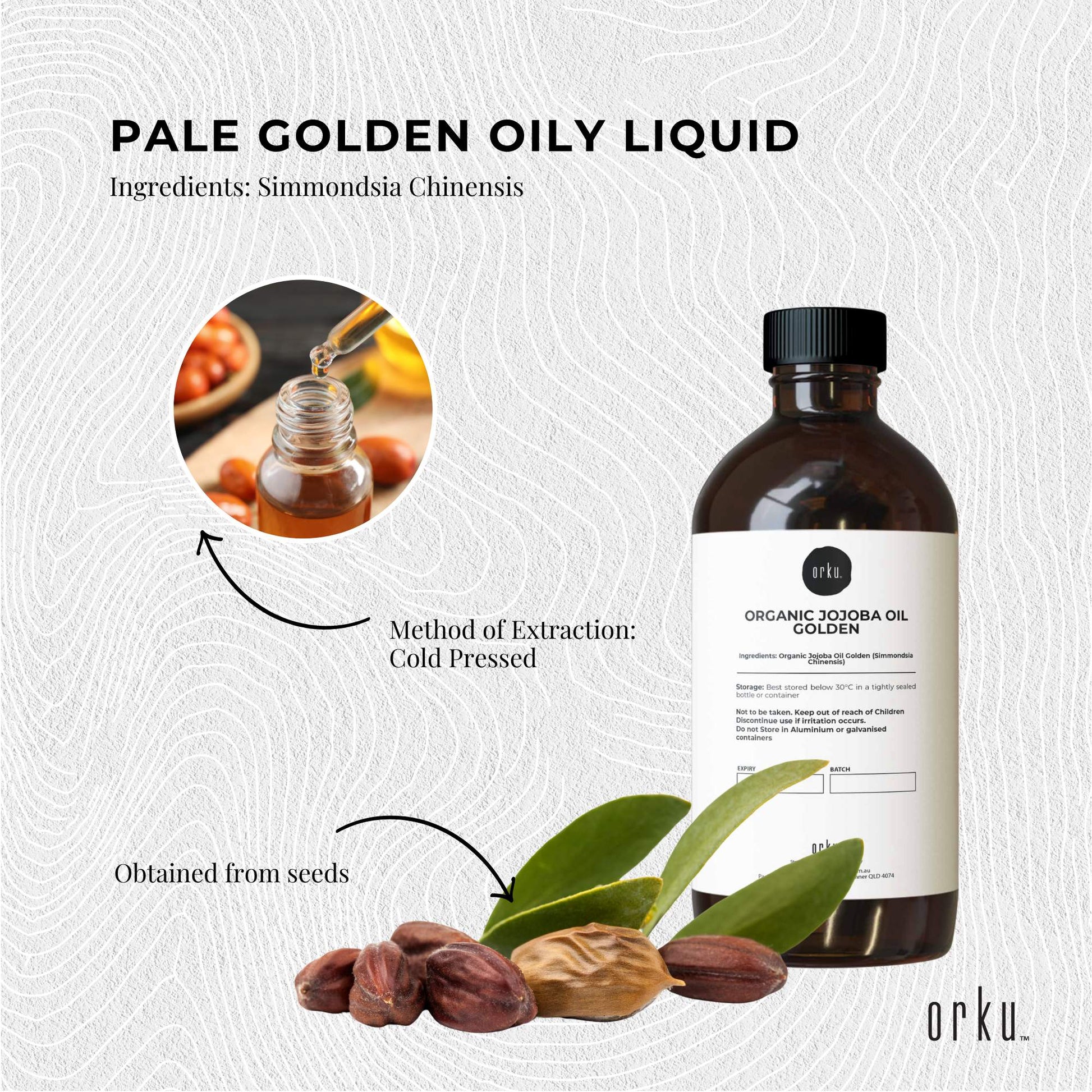 Organic Jojoba Oil - Golden Pure Cold Pressed Seed For Hair Skin Nails-4