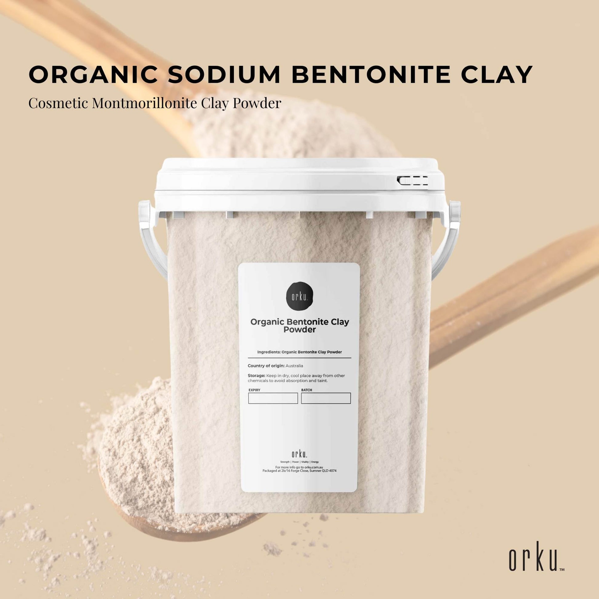 Organic Sodium Bentonite Clay Powder Tub Bucket - Cosmetic Montmorillonite-1