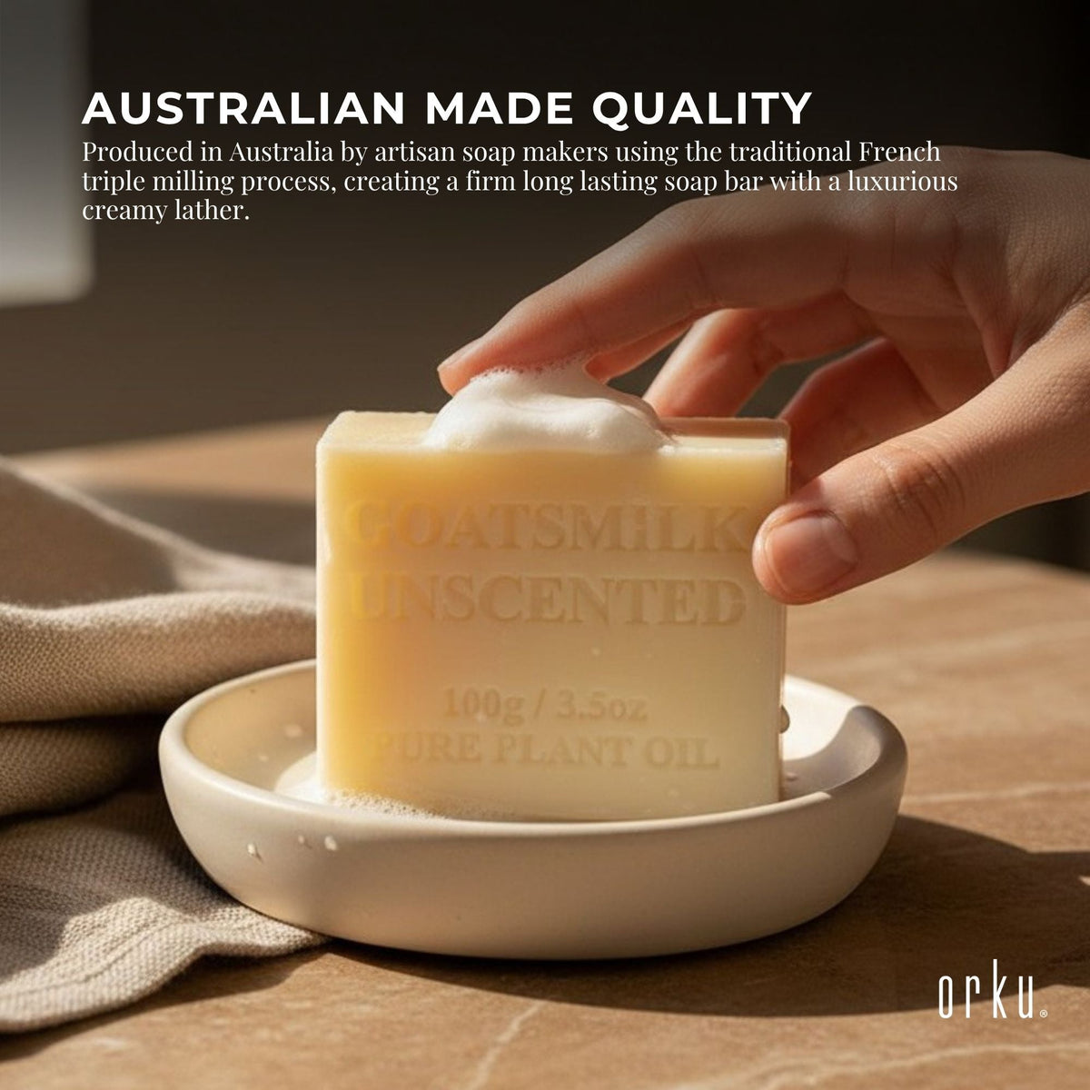 Orku 100 x 100g Unscented Goat Milk Soap Bars Australian Made-2