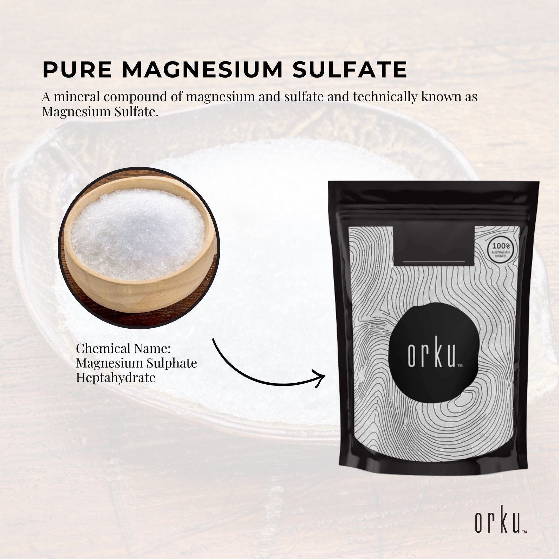 Orku 100g Epsom Salt - Magnesium Sulphate Bath Salts For Skin Body Sulfate-3