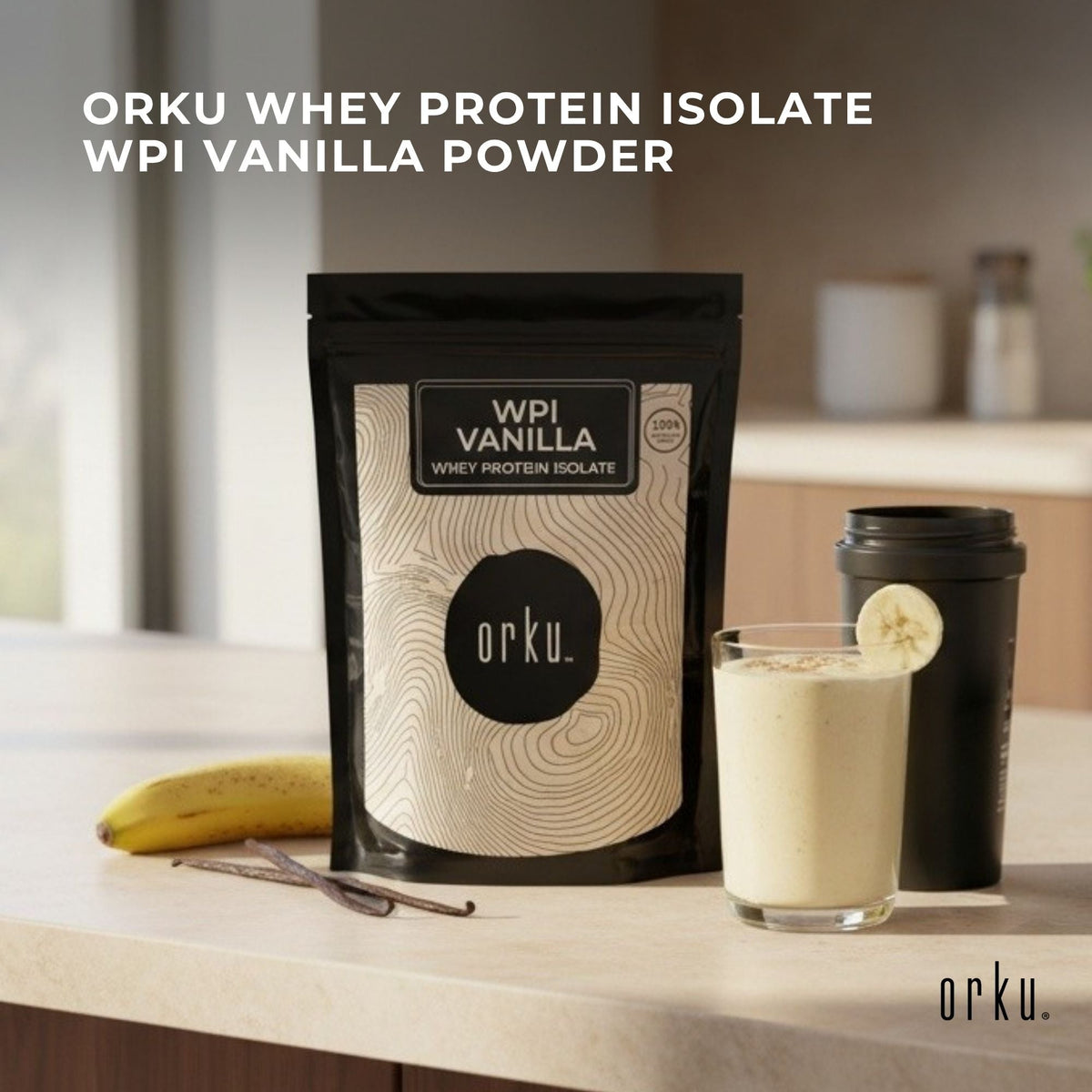 Orku 1Kg Whey Protein Isolate WPI Vanilla Powder-1