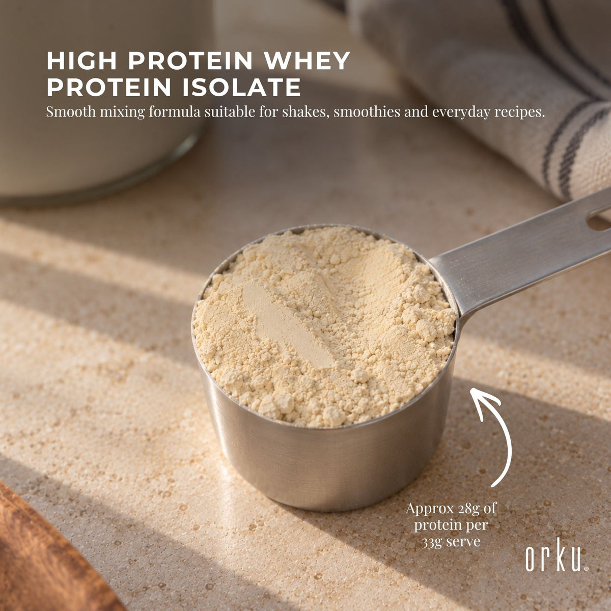 Orku 2Kg Whey Protein Isolate WPI Vanilla Powder Tub-2