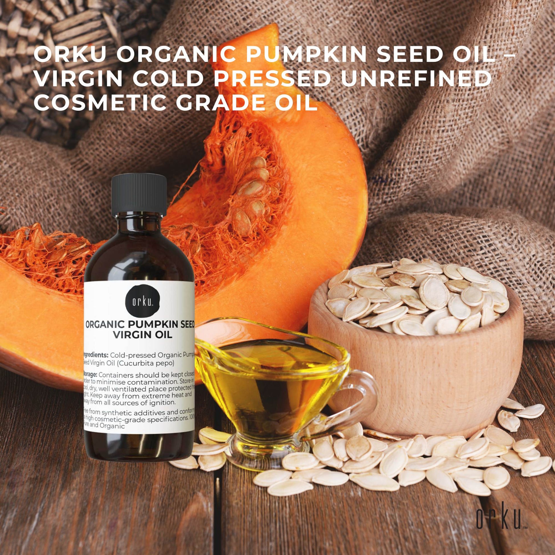 Orku 100ml Organic Pumpkin Seed Oil – Virgin Cold Pressed Unrefined Cosmetic Gr.-1