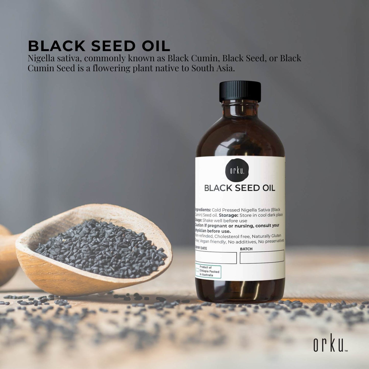 Orku 100ml Pure Black Seed Oil Cold Pressed 100% Ethiopian Nigella Sativa Cumin-1