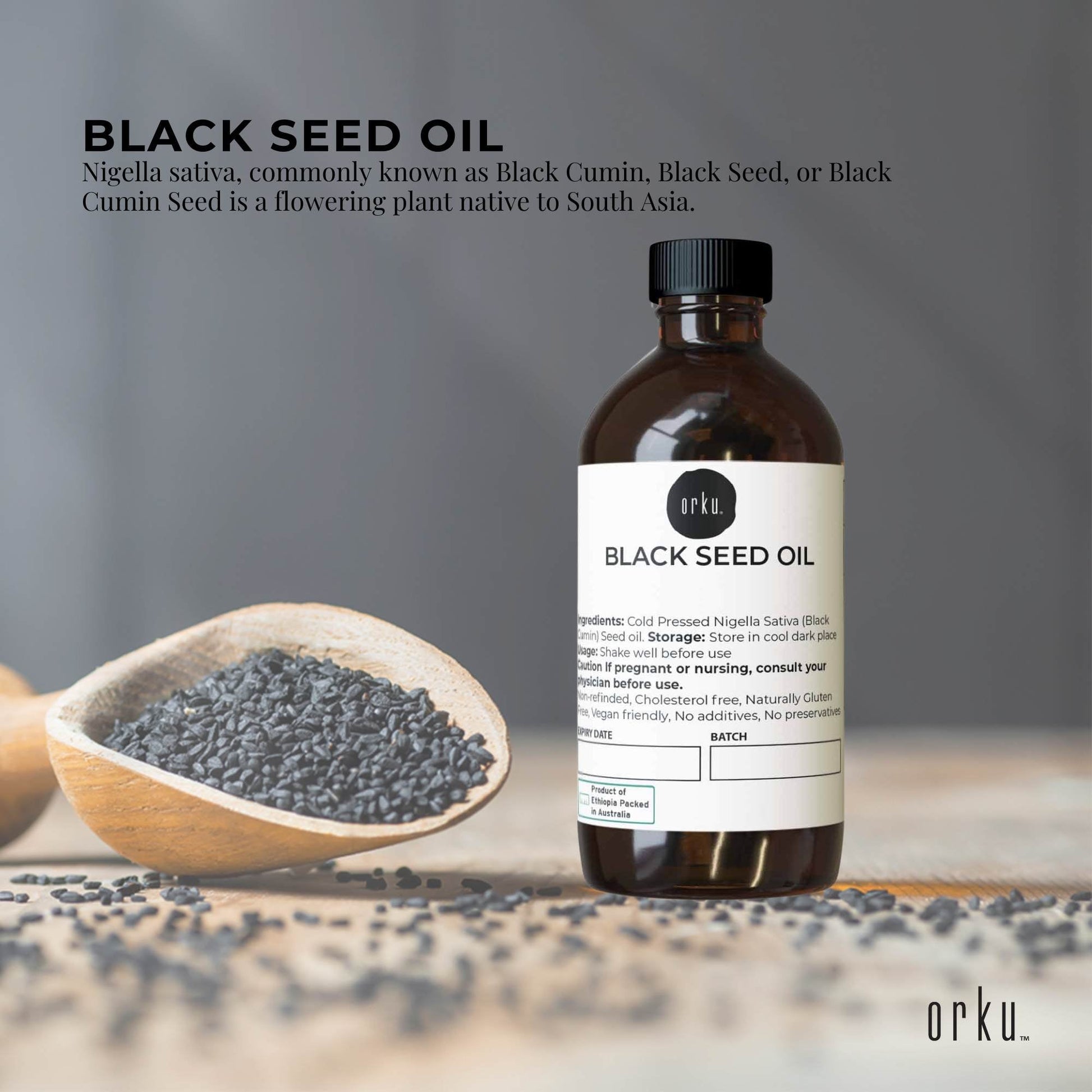 Orku 100ml Pure Black Seed Oil Cold Pressed 100% Ethiopian Nigella Sativa Cumin-1