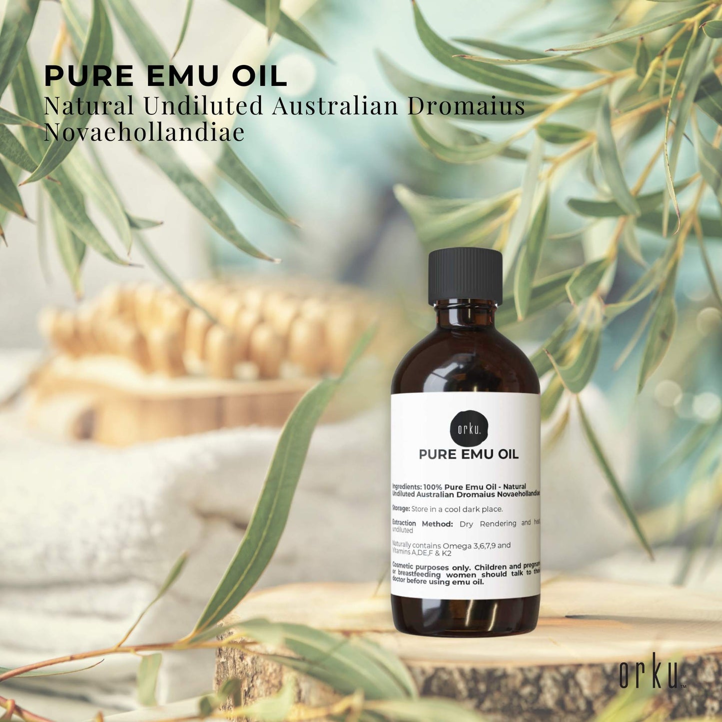 Orku 100ml Pure Emu Oil - Natural Undiluted Australian Dromaius Novaehollandiae-1