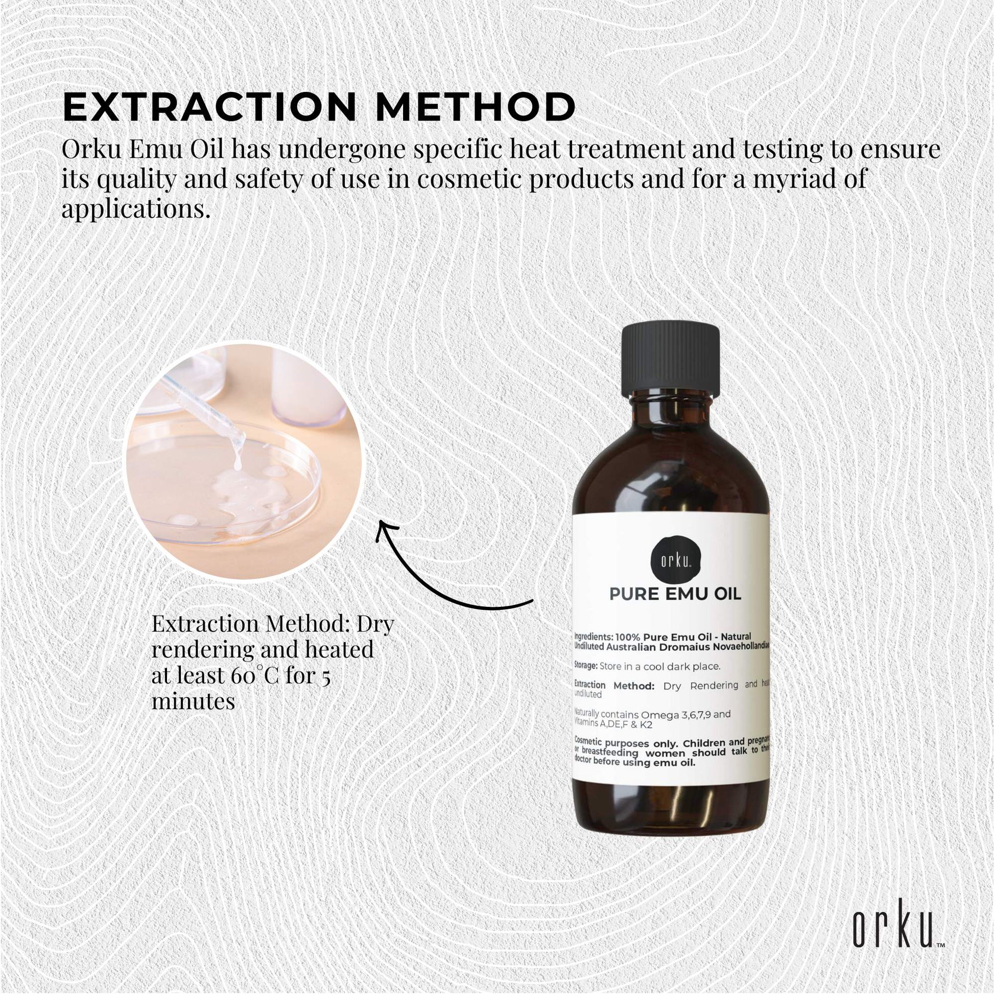 Orku 100ml Pure Emu Oil - Natural Undiluted Australian Dromaius Novaehollandiae-3