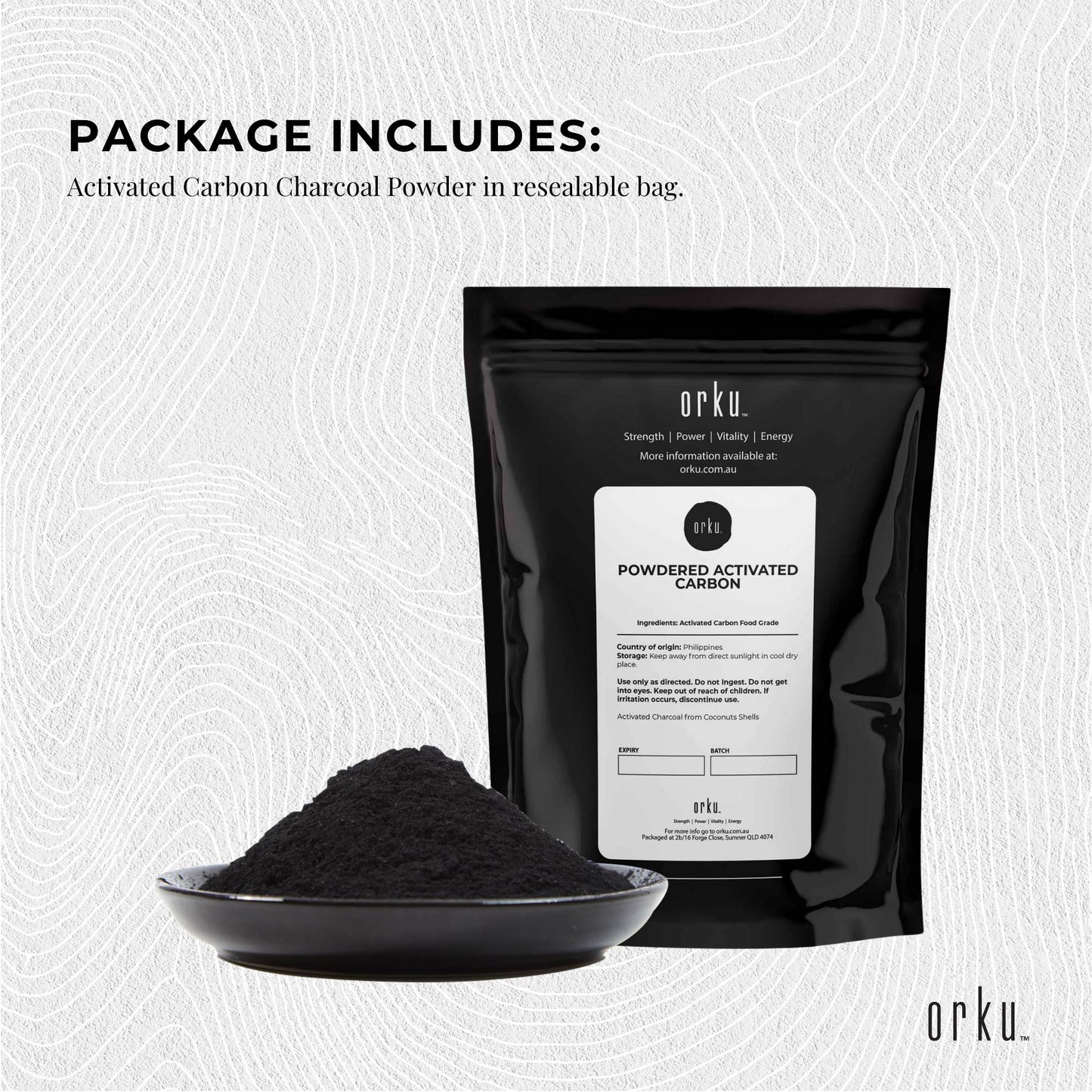 Orku 10g Activated Carbon Powder Coconut Charcoal - Water Filtration-2