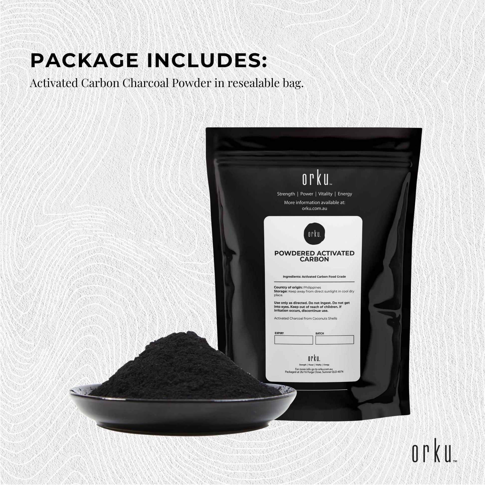 Orku 10g Activated Carbon Powder Coconut Charcoal - Water Filtration-2