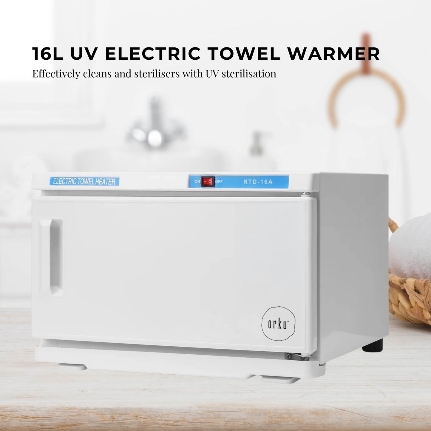 Orku 16L White UV Electric Towel Warmer Steriliser Cabinet Salon Spa Heat Sanitiser-1