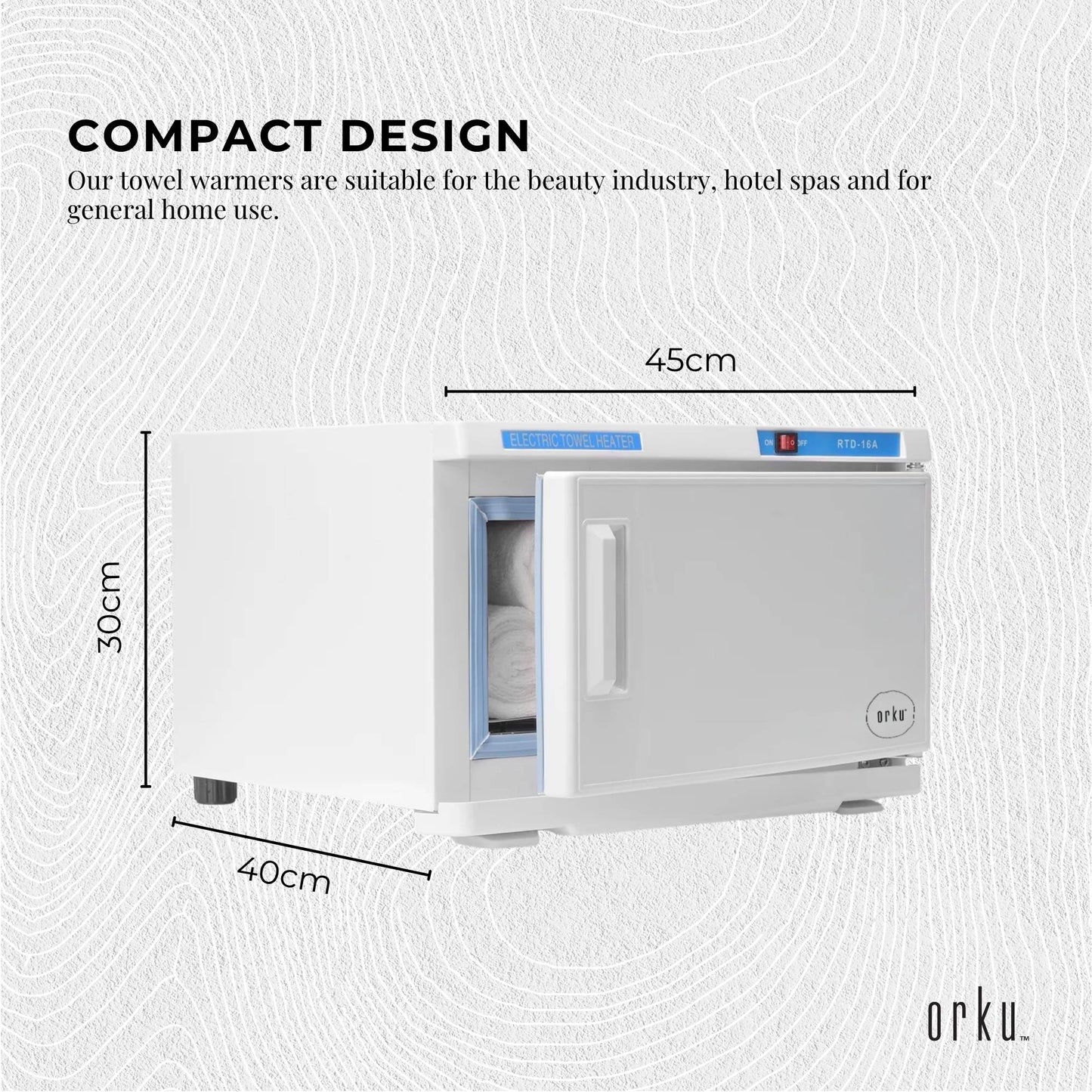 Orku 16L White UV Electric Towel Warmer Steriliser Cabinet Salon Spa Heat Sanitiser-2
