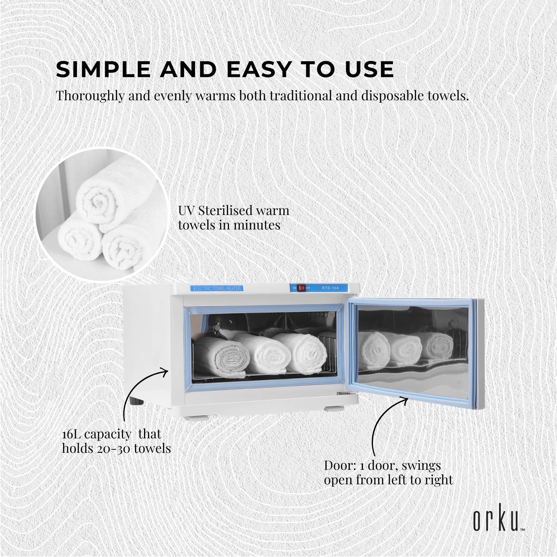 Orku 16L White UV Electric Towel Warmer Steriliser Cabinet Salon Spa Heat Sanitiser-4