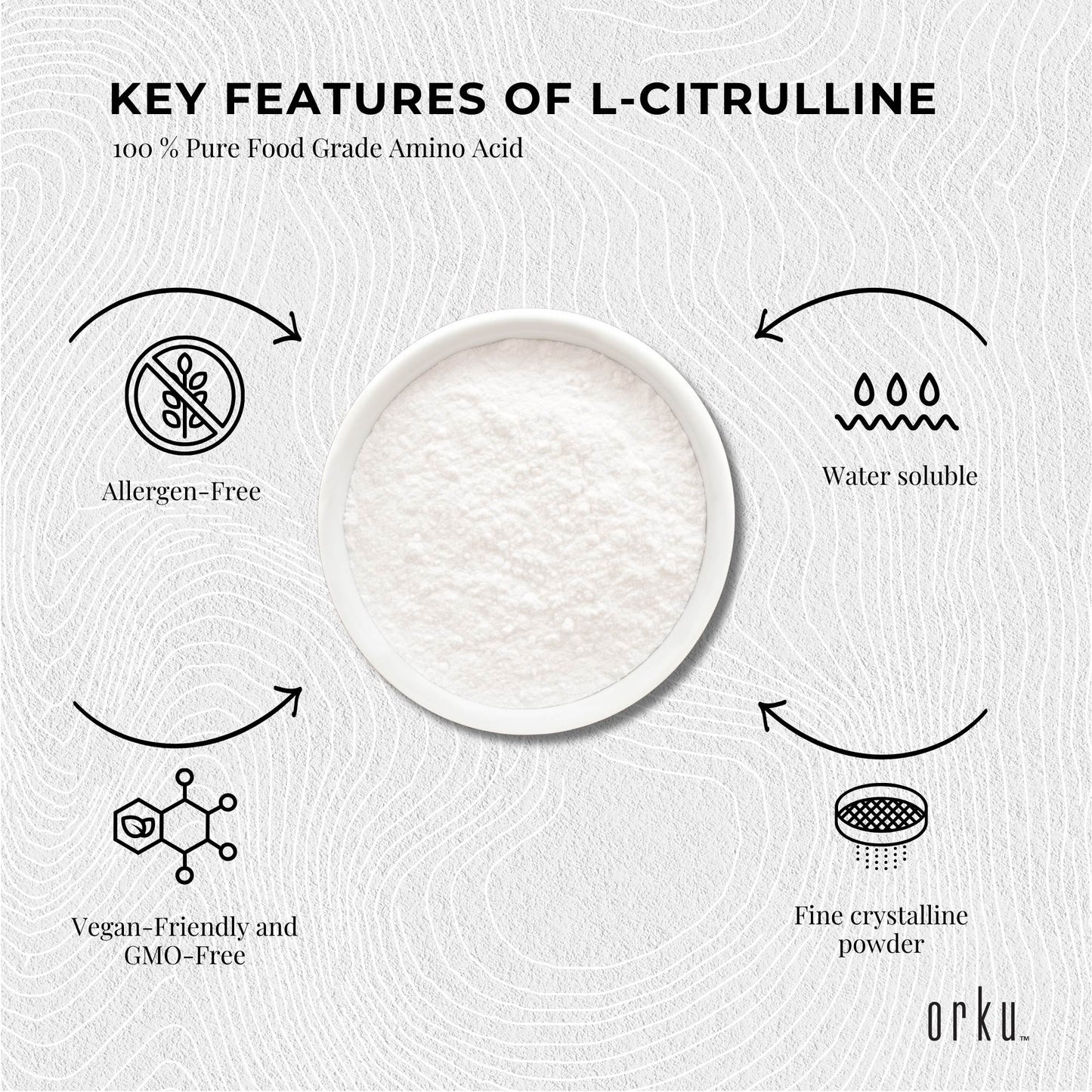 Orku 1Kg L-Citrulline Powder Buckets - 100 % Pure Food Grade Amino Acid-4