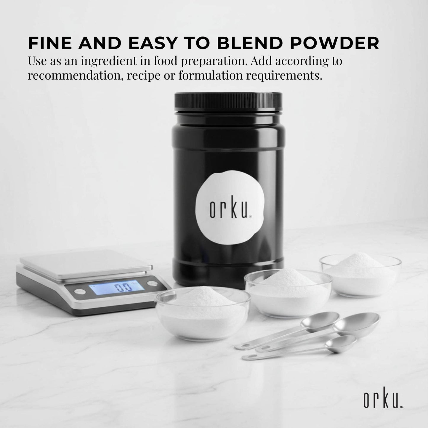 Orku 1Kg Magnesium Bisglycinate Powder Unflavoured Chelated - Jar-2