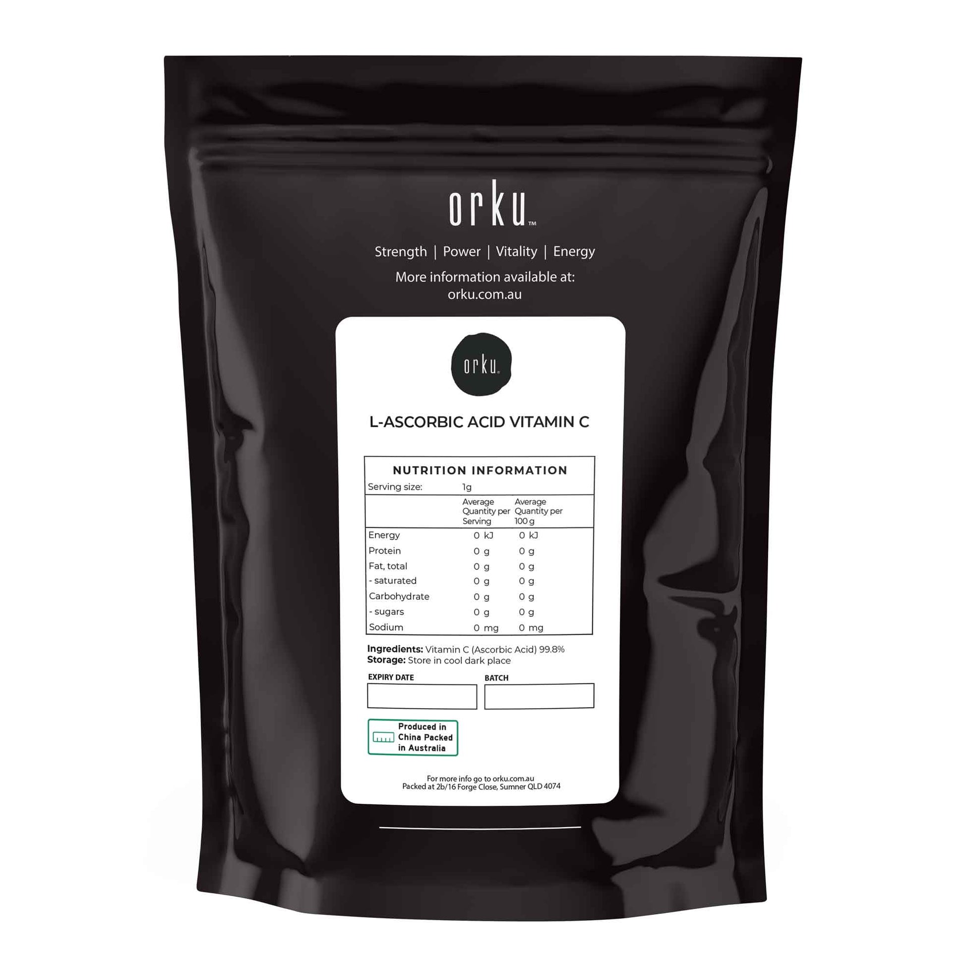 Orku 1Kg Vitamin C Powder Pure L-Ascorbic Acid - USP Grade Non-GMO-1