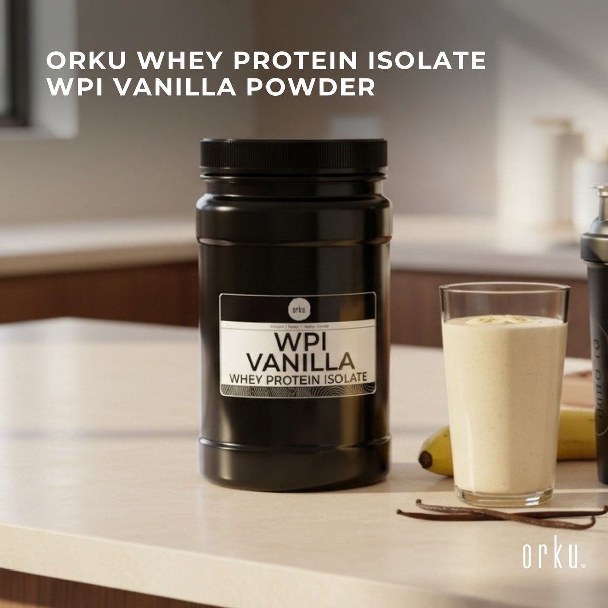 Orku 1Kg Whey Protein Isolate WPI Vanilla Powder Jar-1