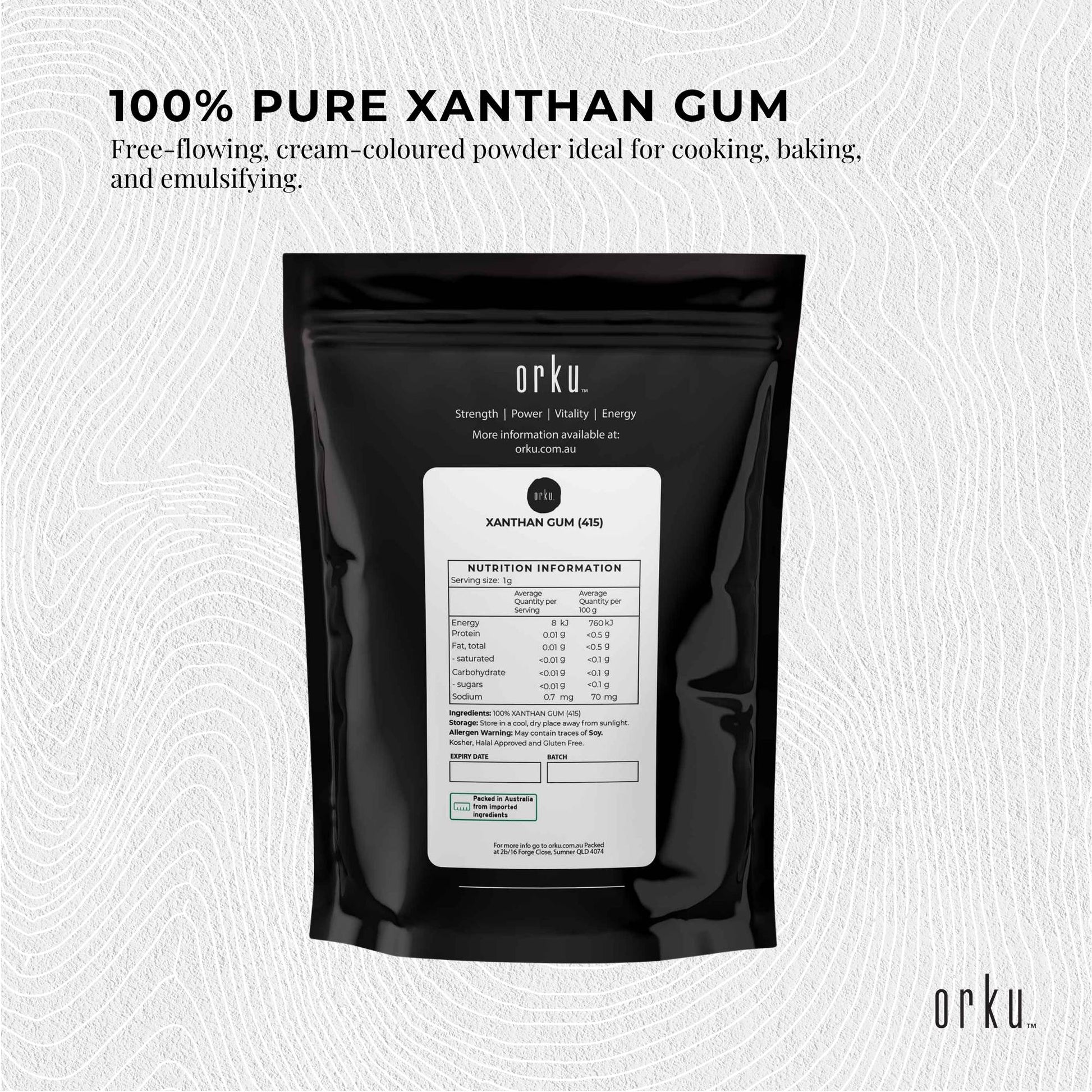 Orku 1Kg Xanthan Gum Thickener Pure Fine Powder 200 Mesh FCC E415 Food Additive-2