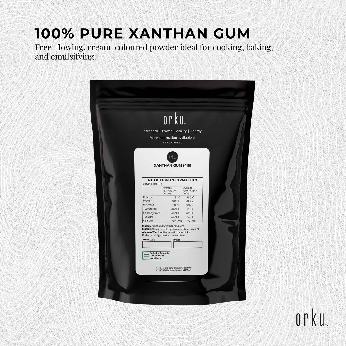 Orku 100g Xanthan Gum Thickener Pure Fine Powder 200 Mesh FCC E415 Food Additive-2