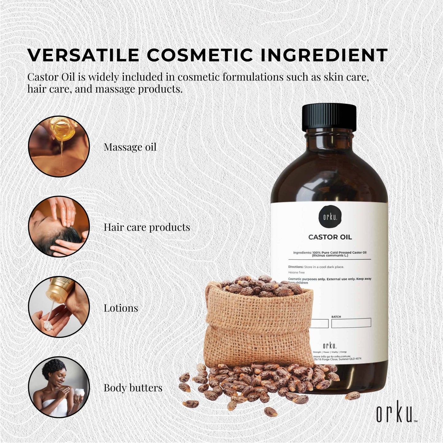 Orku 1L Castor Oil Cold Pressed Virgin Hexane Free-2