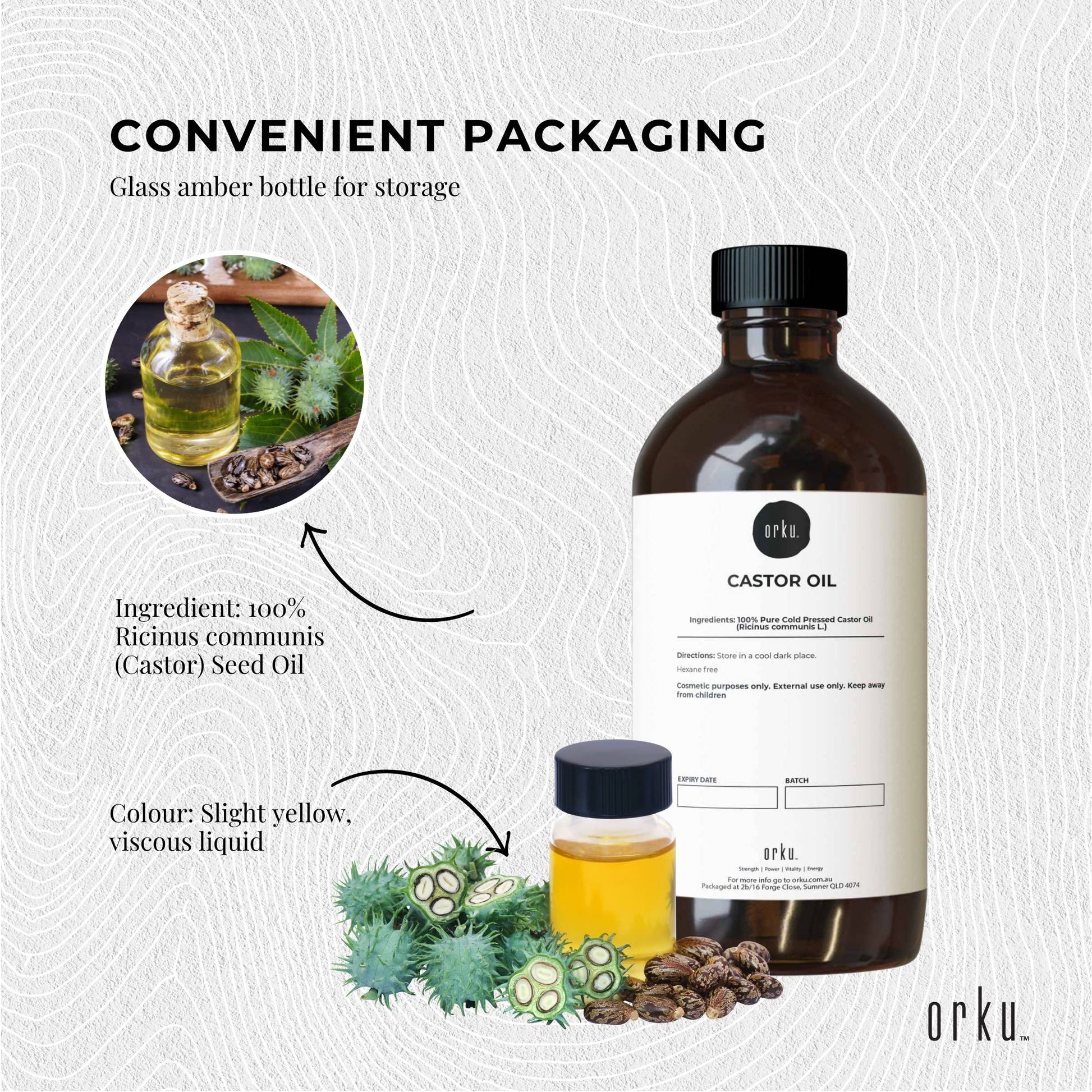 Orku 1L Castor Oil Cold Pressed Virgin Hexane Free-4