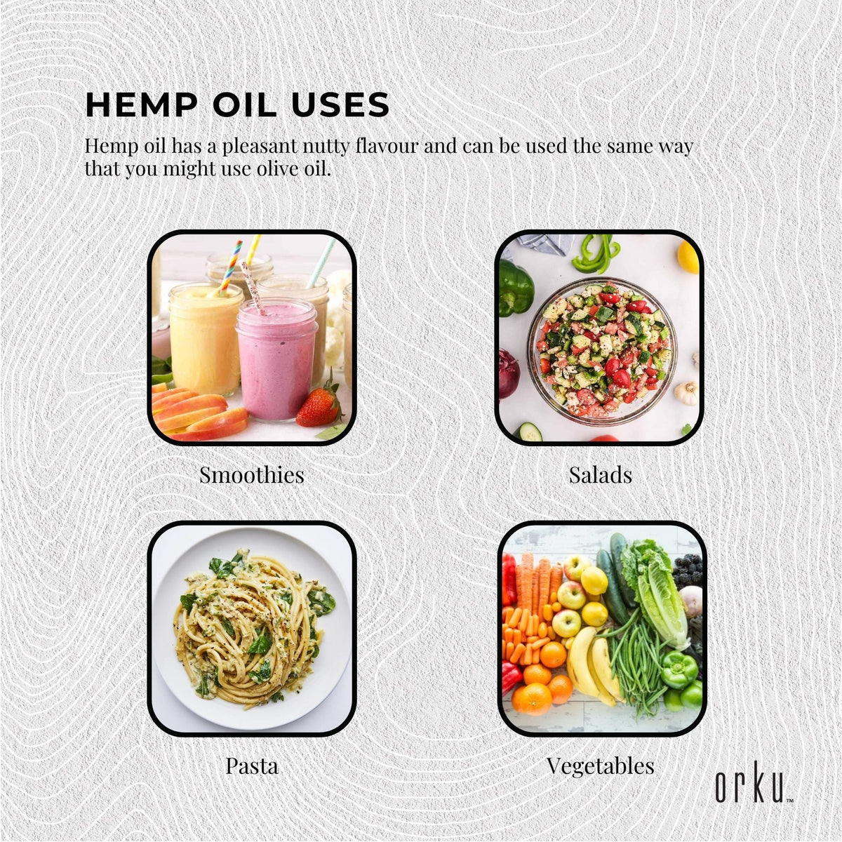 Orku 1L Organic Hemp Seed Oil - Cold Pressed Food Grade Oils-4