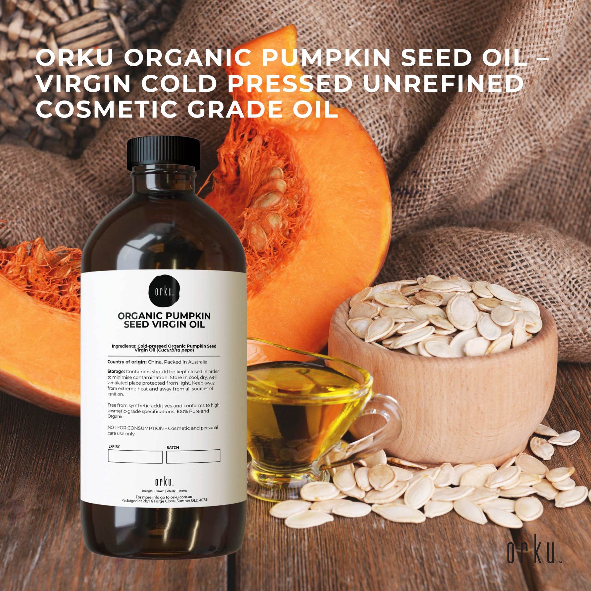 Orku 1L Organic Pumpkin Seed Virgin Oil Cold Pressed Cosmetic Grade-1