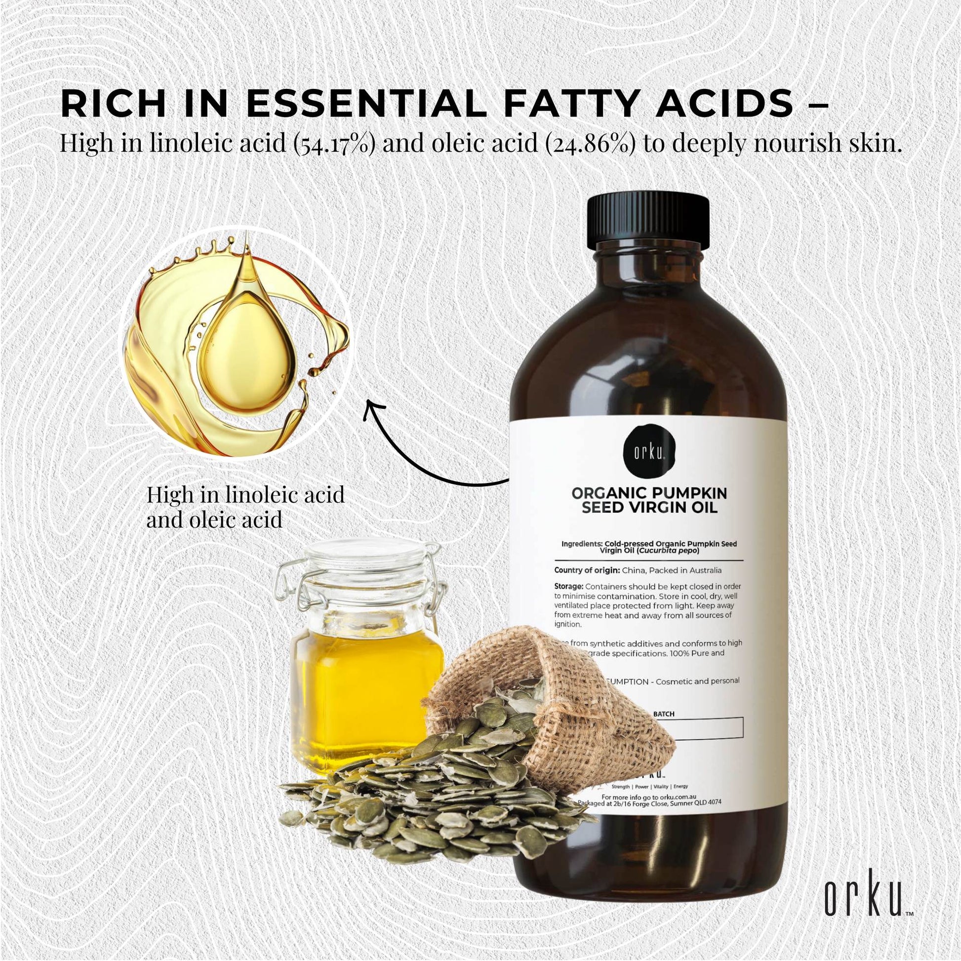 Orku 1L Organic Pumpkin Seed Virgin Oil Cold Pressed Cosmetic Grade-3
