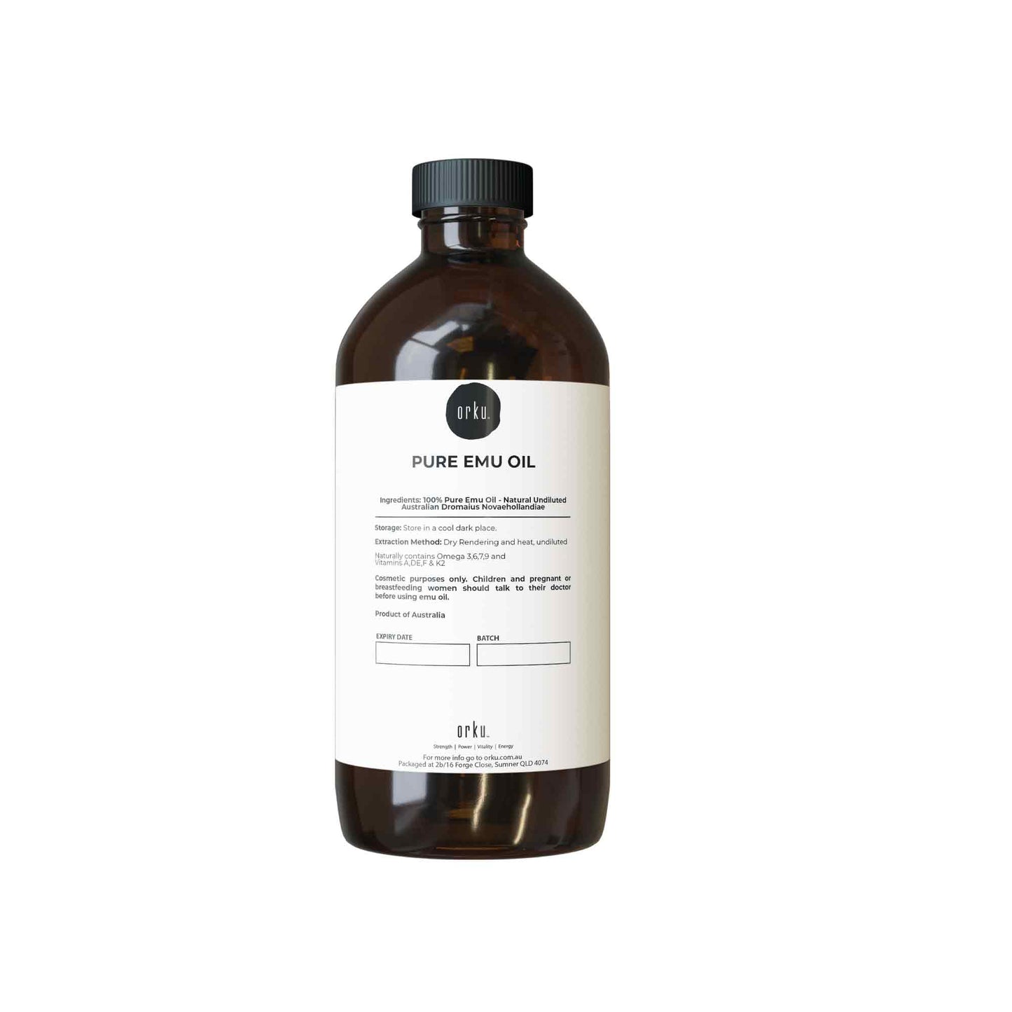 Orku 1L Pure Emu Oil - Natural Undiluted Australian Dromaius Novaehollandiae-0