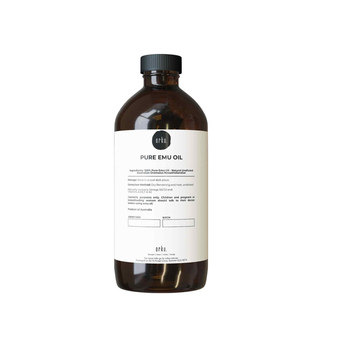 Orku 1L Pure Emu Oil - Natural Undiluted Australian Dromaius Novaehollandiae-0