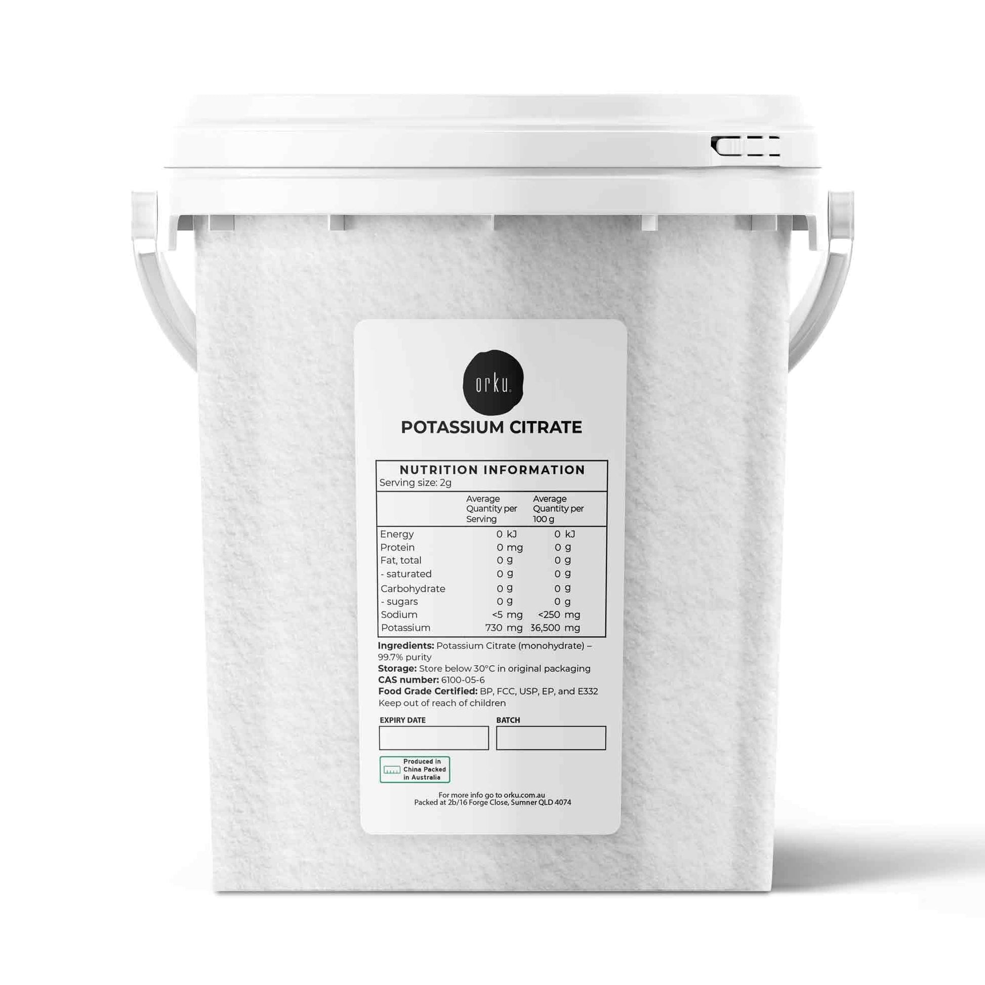 Orku Potassium Citrate Food Grade Tubs - Granular BP USP FCC E332 Additive-5