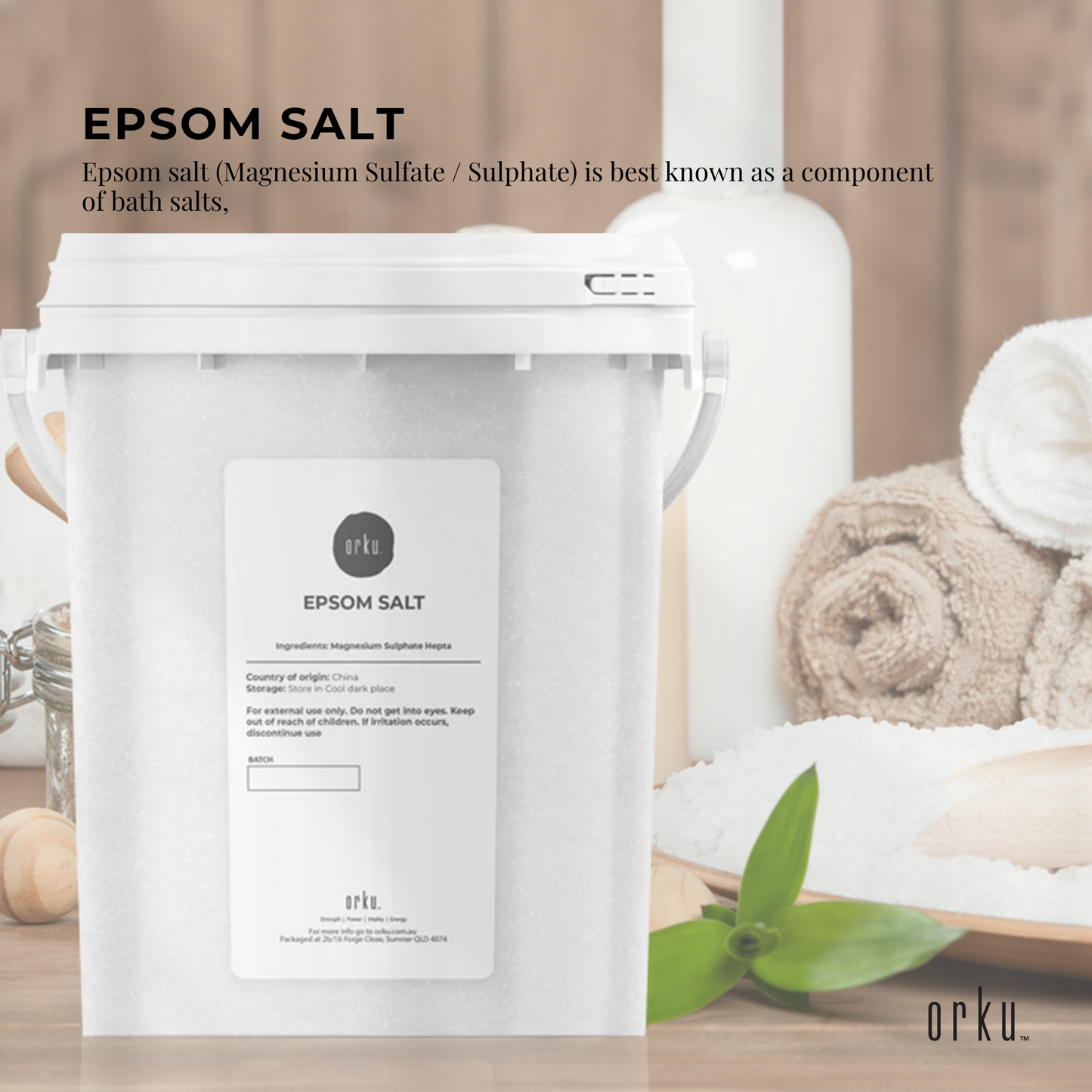 Orku 1.3kg Epsom Salt Tub - Magnesium Sulphate For Bath Skin Body Skin Care-1