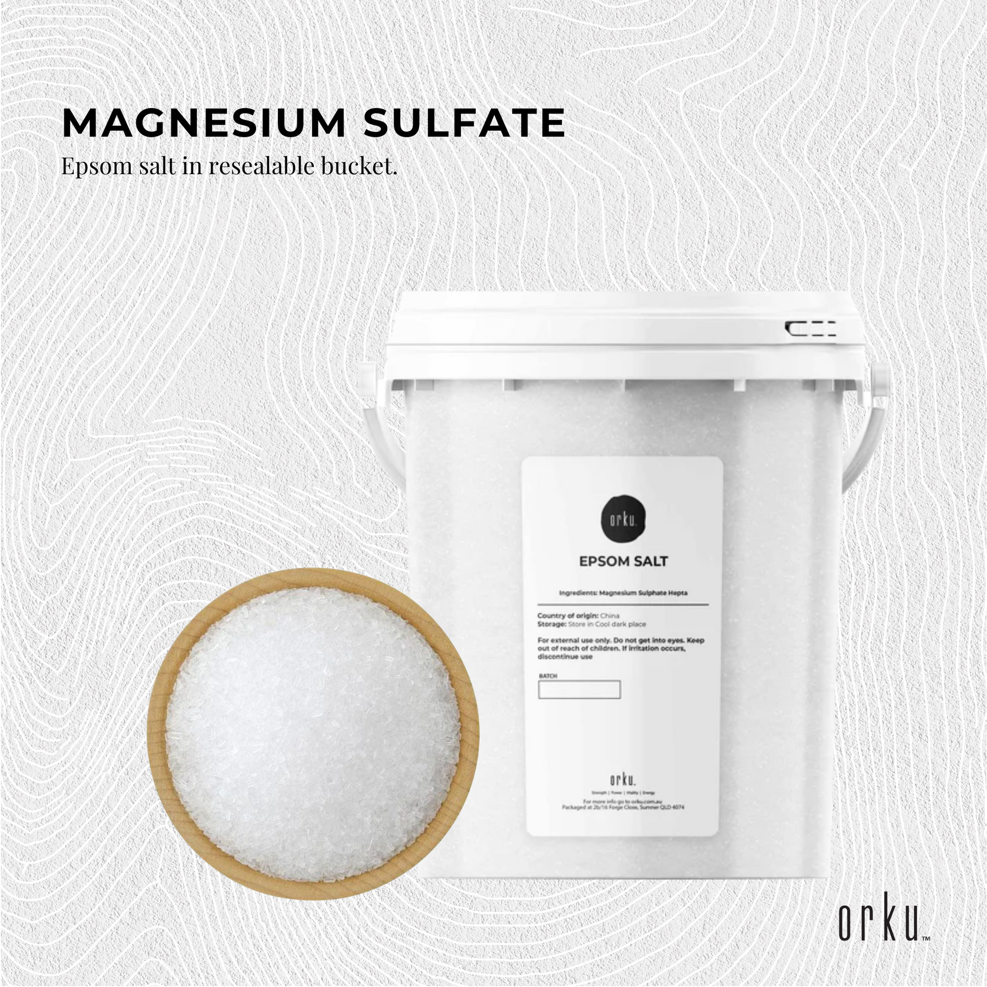 Orku 1.3kg Epsom Salt Tub - Magnesium Sulphate For Bath Skin Body Skin Care-2