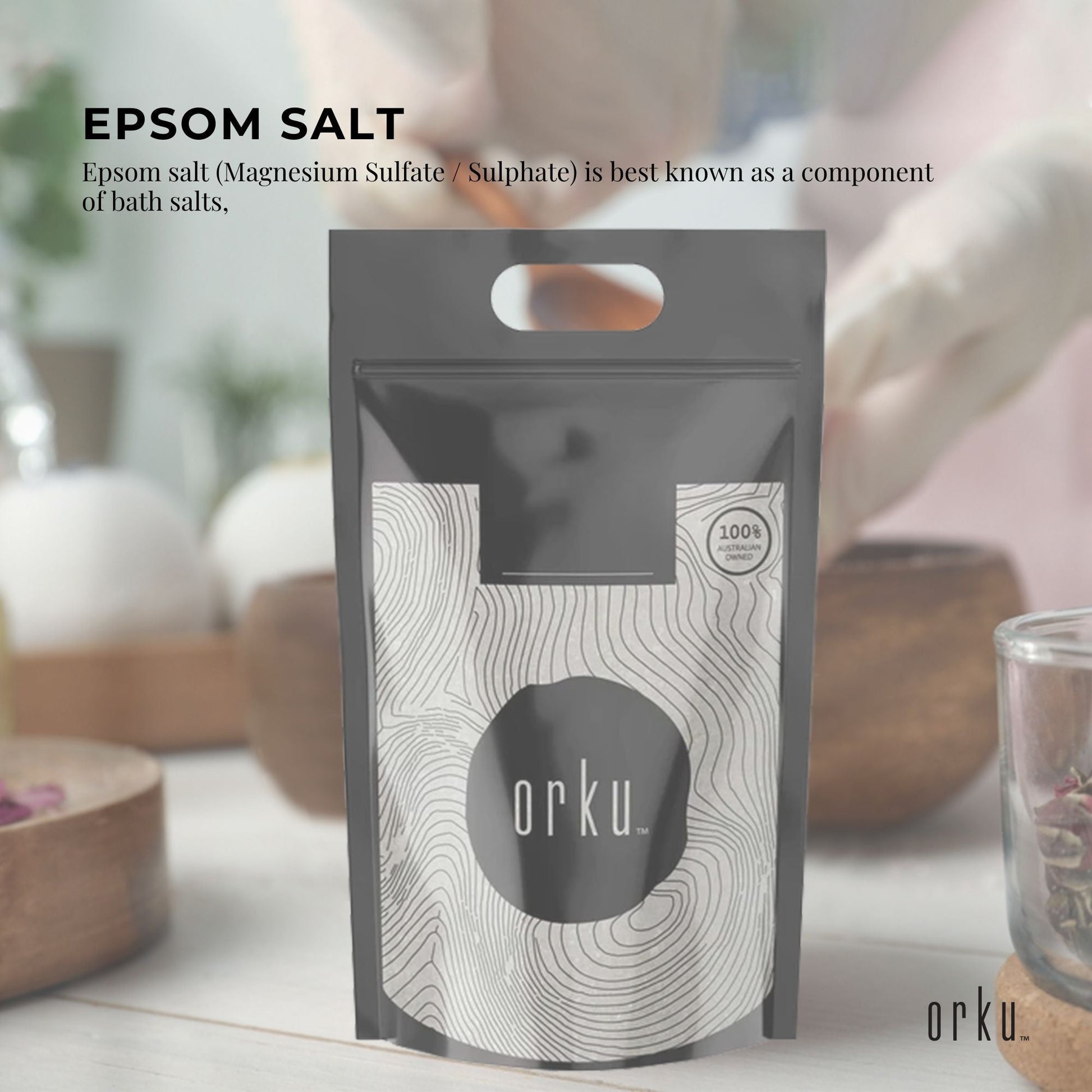 Orku 20Kg Epsom Salt - Magnesium Sulphate Bath Salts For Skin Body Sulfate-1
