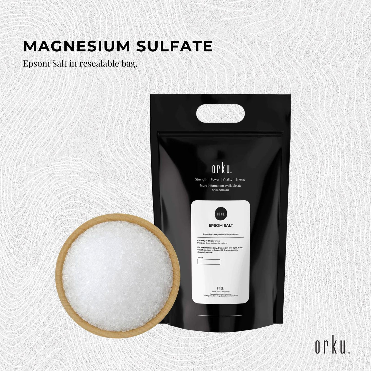 Orku 20Kg Epsom Salt - Magnesium Sulphate Bath Salts For Skin Body Sulfate-2