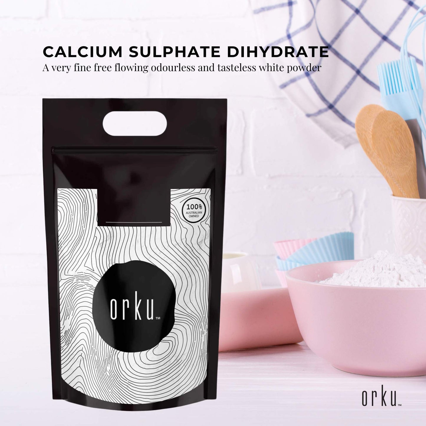 Orku 20Kg Fine Calcium Sulphate Gypsum Powder - Dihydrate Food Grade FCC E516-1