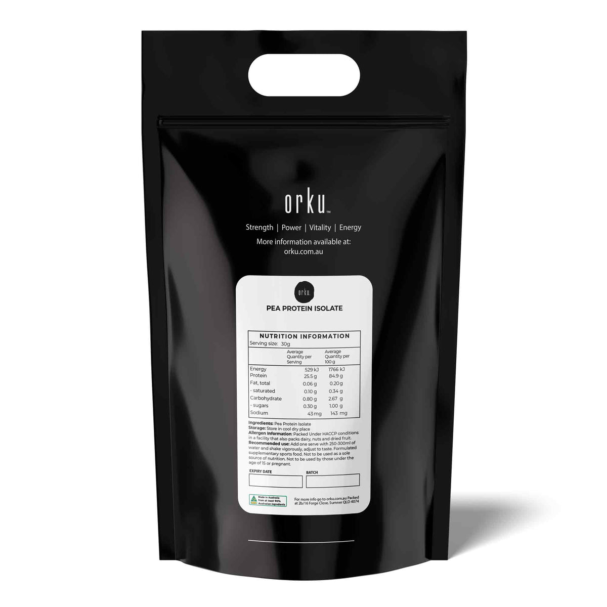 Orku 20kg Pea Protein Isolate Powder - High Protein Plant Based Unsweetened-1