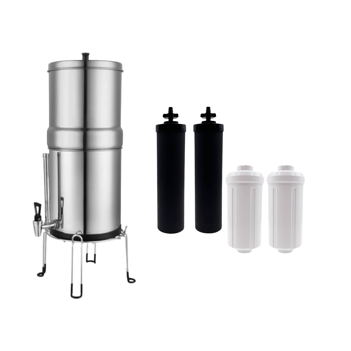 Orku 23L Gravity Benchtop Water Filter System with Gauge - Stainless Steel-0