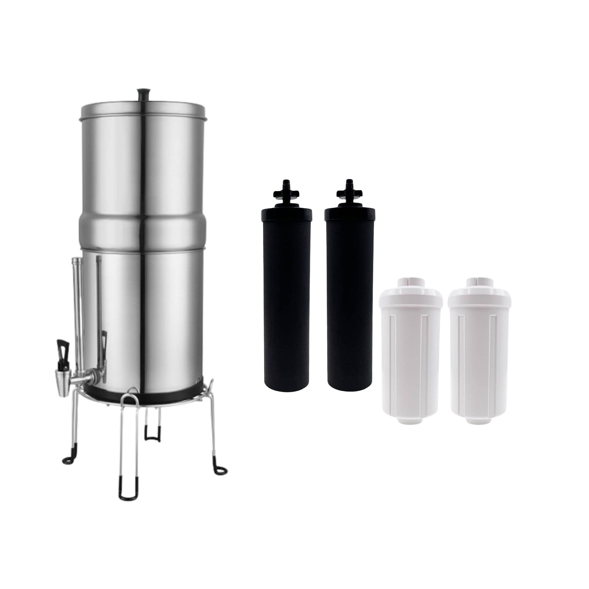 Orku 23L Gravity Benchtop Water Filter System with Gauge - Stainless Steel-0