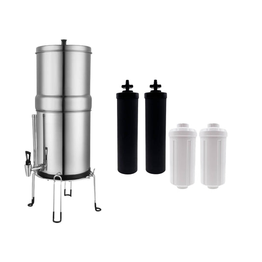 Orku 23L Gravity Benchtop Water Filter System with Gauge - Stainless Steel-0
